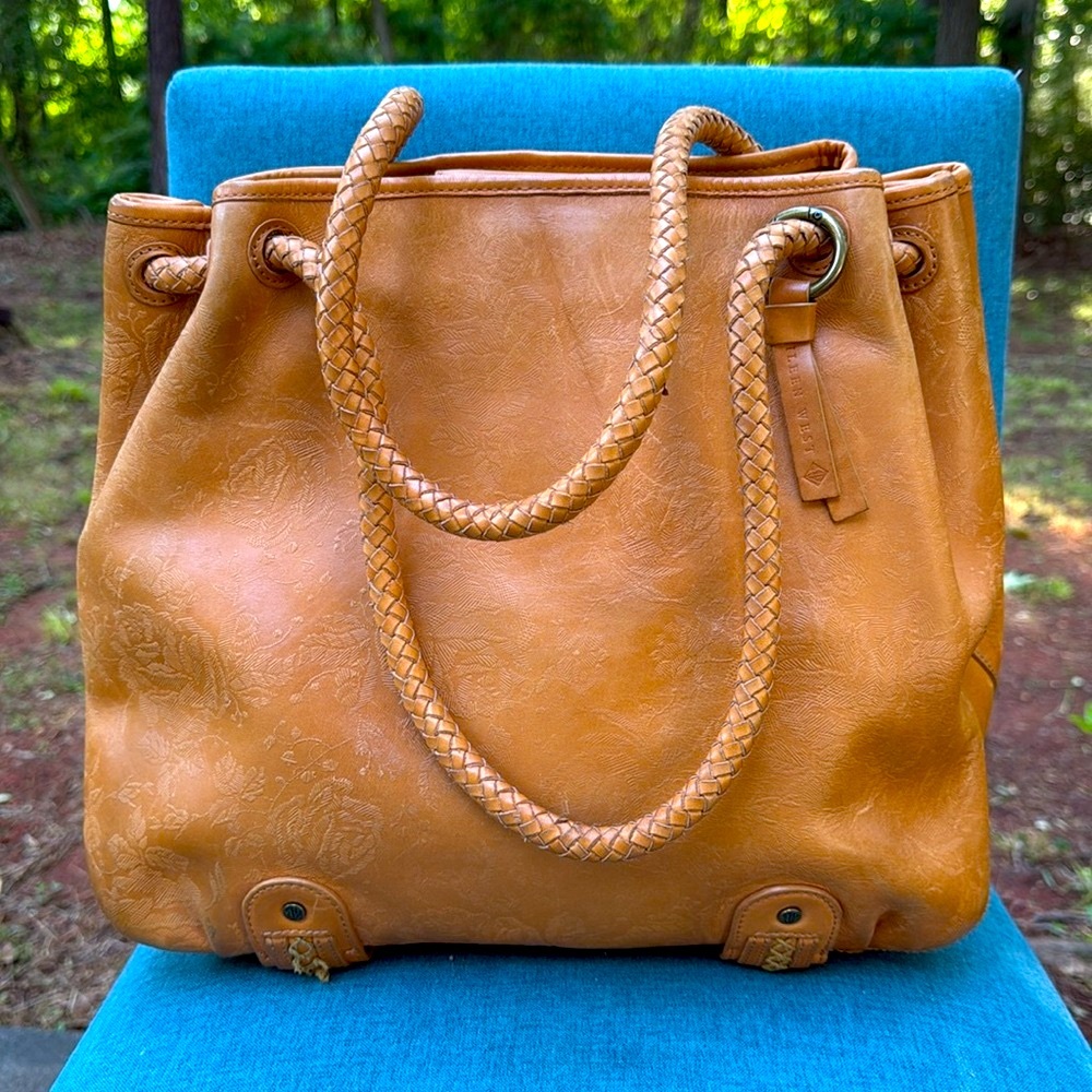 Eileen West Leather Elegant Tan Leather Large Tote Bag